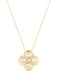 Lulu B London - Statement Four Pearl Clover Necklace - Lyst