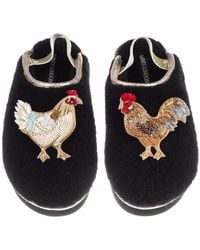 Laines London - Flatform Cloud Closed Toe Slippers With Chicken & Rooster Brooches - Lyst