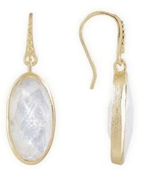 Azuni London - Charis Oval Gemstone Earrings Moonstone - Lyst