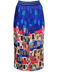 Lalipop Design - Multi-Color Pleated Maxi Skirt With House Pattern - Lyst