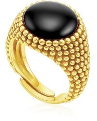 Unaloe - Sterling- Plated Shield Ring With Luminous Onyx - Lyst