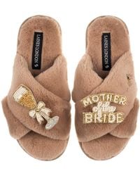 Laines London - Neutrals Classic Laines Slippers With Mother Of The Bride Brooches - Lyst