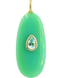 KAMARIA - Chrysoprase Gemstone Pendant With Topaz - Lyst
