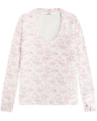 Cloud Haven - Long Sleeve Floral Toile Scoop Neck Tee - Lyst