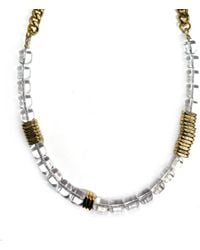 Rachel Nathan - Neutrals Rock Quartz Barrels & Brass Heishi Necklace - Lyst