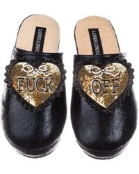 Laines London - Softie Slippers With & Fuck Off Brooches - Lyst