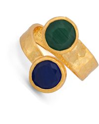 Ebru Jewelry - Royal Duo Emerald & Sapphire Adjustable Cuff Ring - Lyst