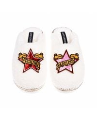 Laines London - Neutrals Teddy Closed Toe Slippers With & Fucking Fabulous Brooches - Lyst