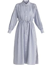 Paisie - Striped Button Shirt Dress In Navy And White - Lyst