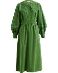 Louche - Prudence Babycord Big Collar Ric Rac Trim Midi Dress - Lyst