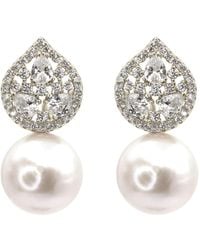 VicStoneNYC Fine Jewelry - Elegant Shiny Pearl Drop Earrings - Lyst