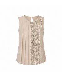 Nuvv Collection - Neutrals Sequin Pleated Slevless Blouses - Lyst