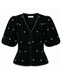Rose & Nancy - Illy Embroidered Heart Velvet Top - Lyst