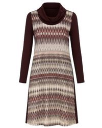 Conquista - A Line Print Dress With Turtle Neck - Lyst