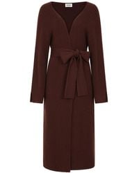 Loop Cashmere - Longline Cashmere Belted Cardigan In Java - Lyst