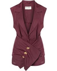 Women & Women - Plum Cotton Vest Shirt With Decorative Belt - Lyst