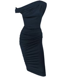 Me & Thee - Lo And Behold Navy Twist Shoulder Dress - Lyst