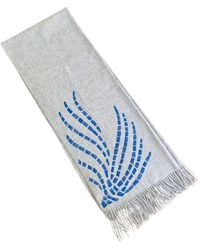 Heritagemoda - Neutrals Wool Scarf With Hand-Embroidered Peacock Feather Motif - Lyst