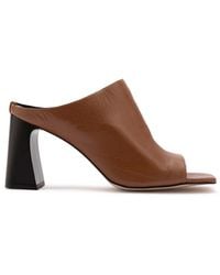 Ilvi - Geran Dark Saddle Floater Leather Heeled Slide - Lyst