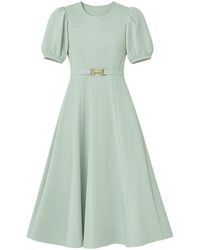 Yumi' - Mint Skater Dress With Puff Sleeves And Buckle Detail - Lyst