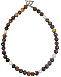 Farra - Tiger's Iron Stone With Freshwater Pearls Necklace - Lyst