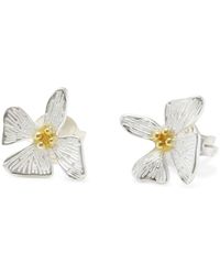 Isla Silver - Mixed Metal Floral Stud Earrings - Lyst