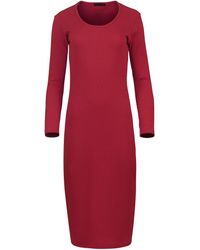 Conquista - Long Sleeve Round Neck Midi Dress - Lyst