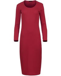 Conquista - Long Sleeve Round Neck Midi Dress - Lyst