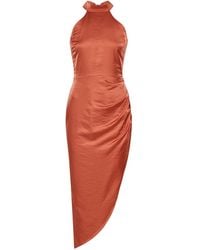 Altera London - Halter Neck Asymmetric Satin Dress - Lyst