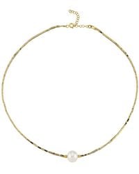 LINYA JEWELLERY - Melia Pearl Mini Hematite Stone Necklace - Lyst