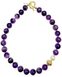 Farra - nugget Amethyst With Baroque Pearls Necklace - Lyst