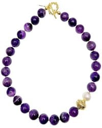Farra - nugget Amethyst With Baroque Pearls Necklace - Lyst