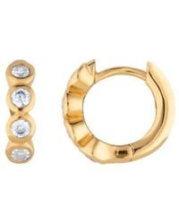 Lulu B London - Cubic Zirconia Huggie Hoop Classic Earring - Lyst