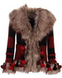 The Extreme Collection Red Knitted Faux Fur Jacket Aspen
