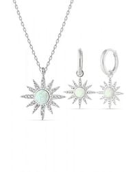 Spero London - Opal Sun Sterling Necklace & Earring Set - Lyst