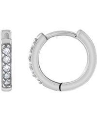 Diamonbliss - Pave Hoop Earrings, Eleven Millimeter, Platinum - Lyst