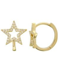 KAMARIA - Open Star Huggie Earrings With Diamonds - Lyst