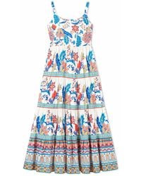 Yumi' - Boho Block Print Tiered Maxi Dress - Lyst