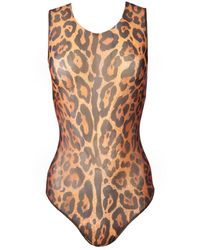 Rodasoleil Smart Swimwear - Tan-Through Mesh One-Piece Sleeveless Swimsuit Leopard - Lyst