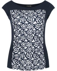 Conquista - Elegant Floral Patterned Fitted Cap Sleeve Top - Lyst