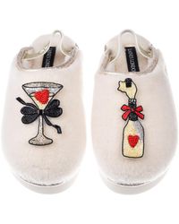 Laines London - Neutrals Flatform Cloud Slippers With Popping Champagne Brooches - Lyst