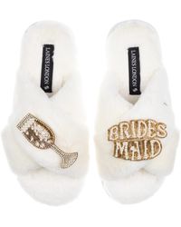 Laines London - Neutrals Classic Laines Slippers With Bridesmaid Brooches - Lyst