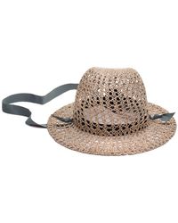 Justine Hats - Neutrals Hand Crochet Straw Hat - Lyst