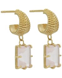 Zoe & Morgan - Blossom Earrings Gold Rose Quartz - Lyst