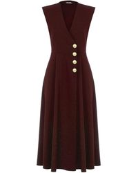 Nocturne - Double-breasted Shoulder Pad Midi Dress - Lyst