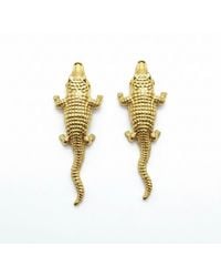 Silver & Elegant Co. - Crocodile Thick Plated Bronze Earrings - Lyst