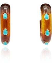 Michael Nash Jewelry - Genevieve Tortoise Resin Hoop Earrings With Faceted Glass Pear Stones - Lyst