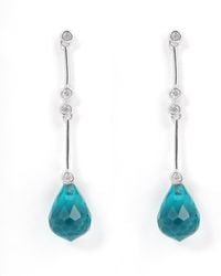 Genevive Jewelry - Sterling Plated With Topaz Cubic Zirconia & Pear Shape Long Drop Earrings - Lyst