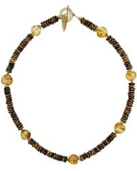 Farra - Tiger-Eye With Heart Shaped Citrine Short Necklace - Lyst