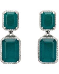 LÁTELITA London - Serenade Rectangle Emerald Drop Earrings Silver - Lyst